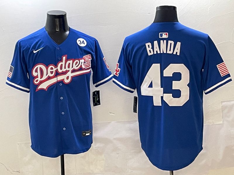 Men Los Angeles Dodgers 43 Banda Blue Second generation Joint Name Nike 2025 MLB Jersey style 9